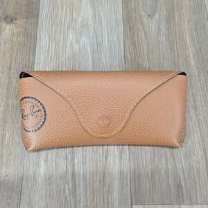 Ray Ban Brown Leather Sunglass Case Hard Shell Eyeglasses Holder Storage